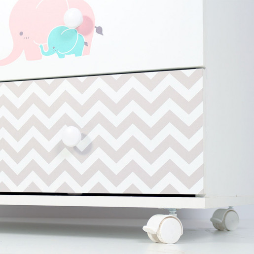 Комод пеленальный 4 ящика  "Слоники"  белый+принт ЛДСП 800/4 