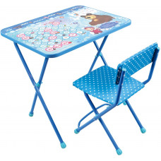 Комплект КП2 "Азбука 4: Маша и медведь" (стол+стул мягк.)  голубой