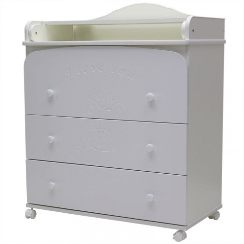 Комод пеленальный 3 ящика  "Каролина" МДФ 800/3 (мишка) (белый,сл.кость,венге+сл.кость)