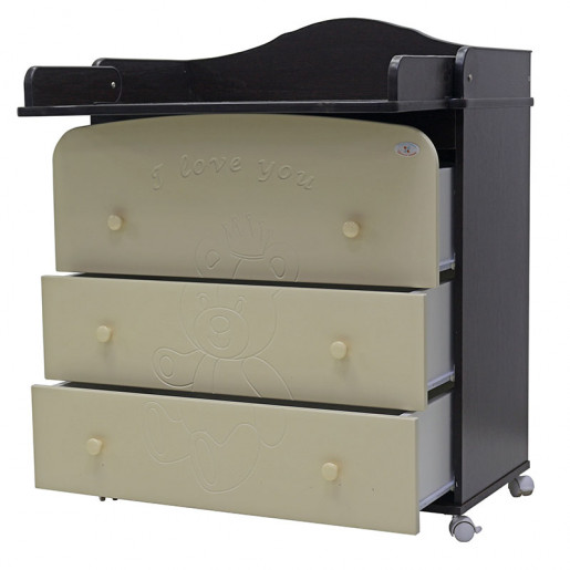 Комод пеленальный 3 ящика  "Каролина" МДФ 800/3 (мишка) (белый,сл.кость,венге+сл.кость)
