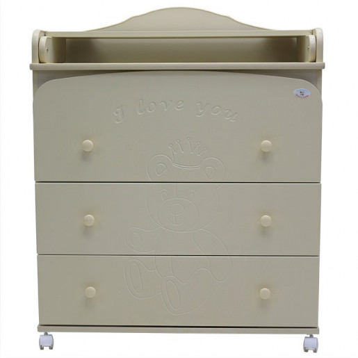 Комод пеленальный 3 ящика  "Каролина" МДФ 800/3 (мишка) (белый,сл.кость,венге+сл.кость)