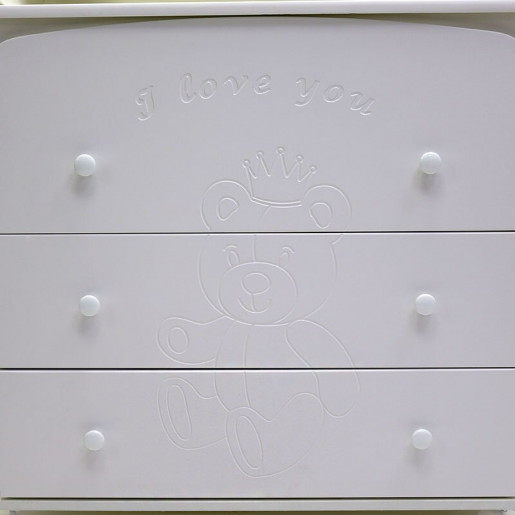 Комод пеленальный 3 ящика  "Каролина" МДФ 800/3 (мишка) (белый,сл.кость,венге+сл.кость)