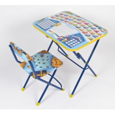 Комплект КУ1 "Первоклашка", на синем фоне (стол+стул мягк.)