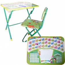 Комплект КУ1 "Первоклашка", на зеленом фоне (стол+стул мягк.)