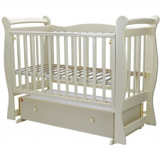 Кровать детская 120*60 "ВАЛЕНСИЯ"-6 маятн/ящ накладка силик,автостенка (белый,слон.кость)