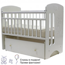 Кровать детская 120*60  "КАРОЛИНА"  маятник. ящик на колесах (белый,слон.кость)